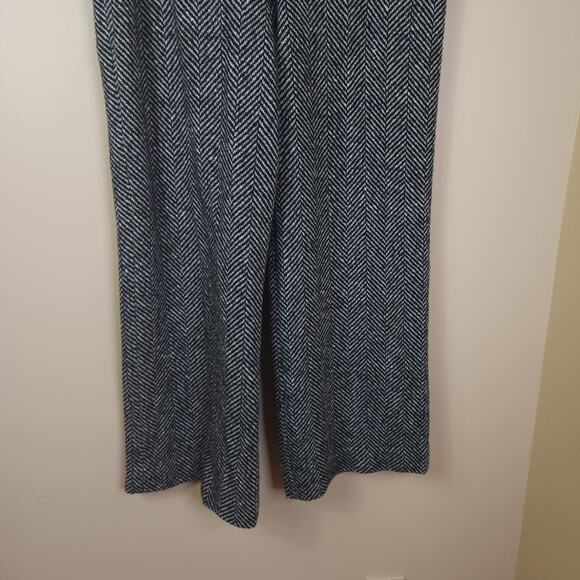 Alexa Chung Wide Leg Cropped High Waisted 100% Wool Trousers Houndstooth Size 14 - Picture 4 of 12